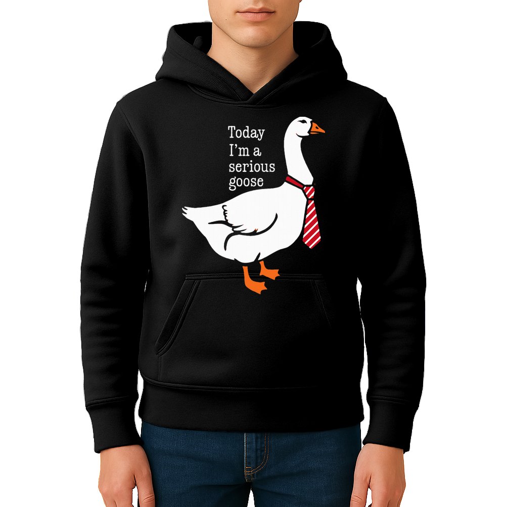 Today IM A Serious Goose Funny Cute Goose Kids Hoodie