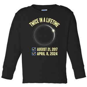 Twice In A Lifetime Solar Eclipse 2024 Total Eclipse Toddler Long Sleeve Shirt