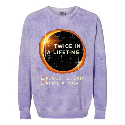 Twice In A Lifetime Total Solar Eclipse 2024 Colorblast Crewneck Sweatshirt