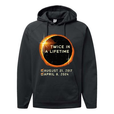 Twice In A Lifetime Total Solar Eclipse 2024 Performance Fleece Hoodie