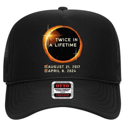 Twice In A Lifetime Total Solar Eclipse 2024 High Crown Mesh Back Trucker Hat