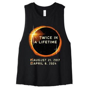 Twice In A Lifetime Total Solar Eclipse 2024 Women's Racerback Cropped Tank