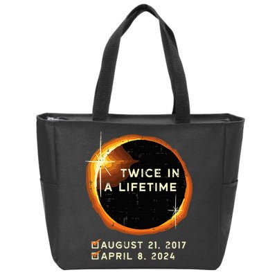 Twice In A Lifetime Total Solar Eclipse 2024 Zip Tote Bag