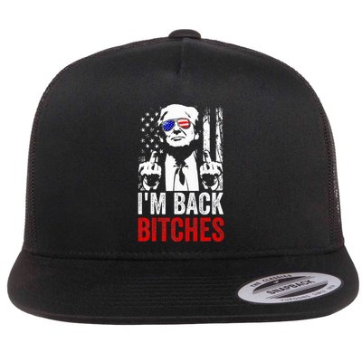 Trump IM Back Bitches Take Ameircan Great Again Flat Bill Trucker Hat