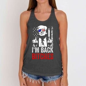 Trump IM Back Bitches Take Ameircan Great Again Women's Knotted Racerback Tank