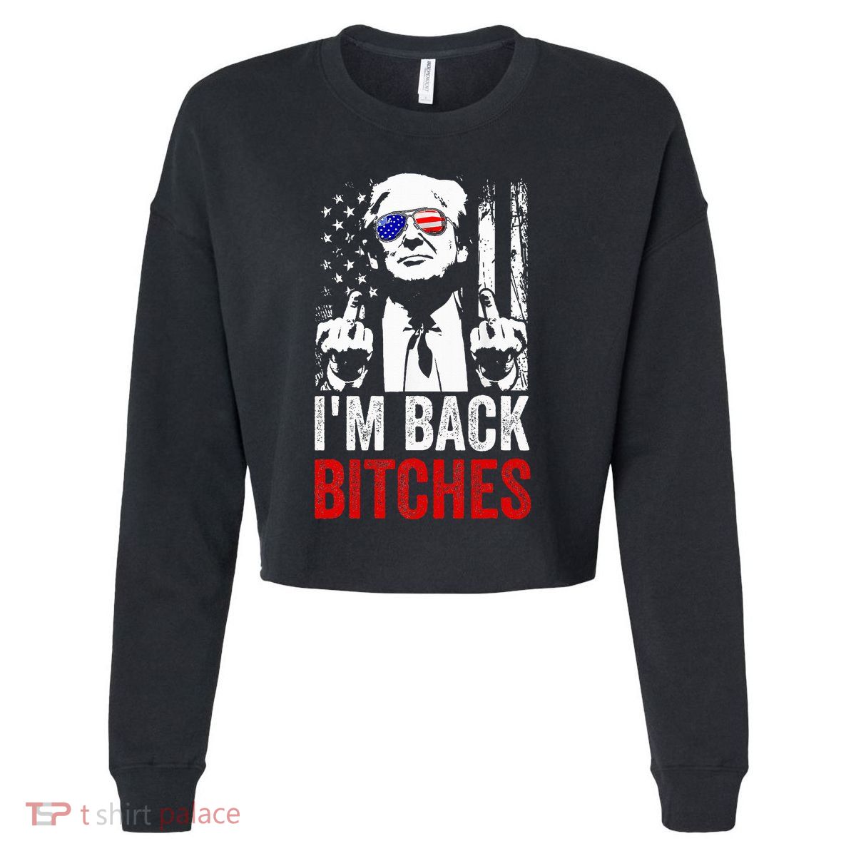 Trump IM Back Bitches Take Ameircan Great Again Cropped Pullover Crew