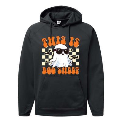 This Is Boo Sheet Ghost Groovy Halloween Performance Fleece Hoodie