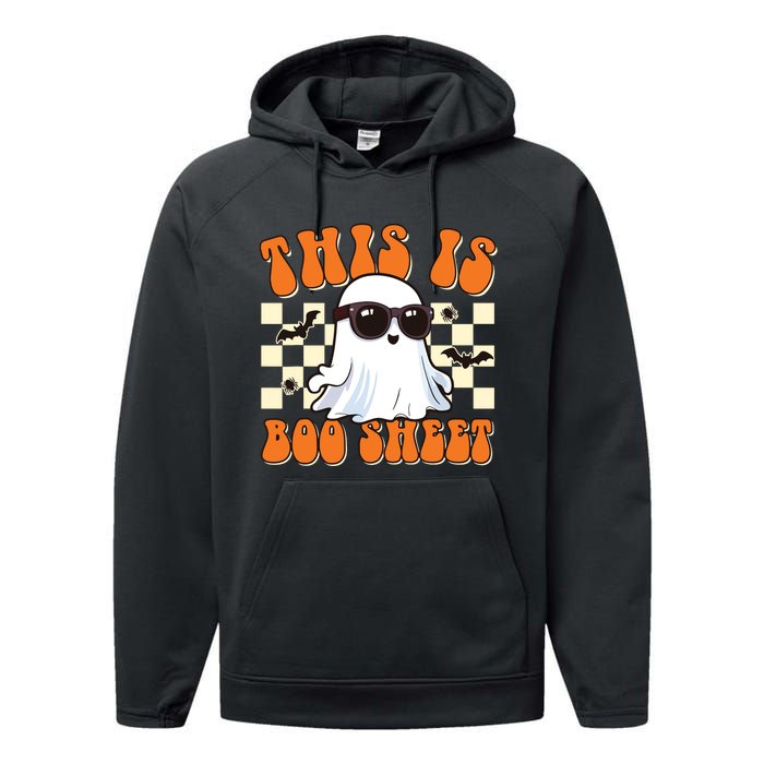 This Is Boo Sheet Ghost Groovy Halloween Performance Fleece Hoodie