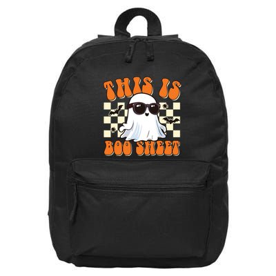 This Is Boo Sheet Ghost Groovy Halloween 16 in Basic Backpack