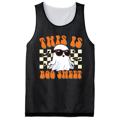 This Is Boo Sheet Ghost Groovy Halloween Mesh Reversible Basketball Jersey Tank