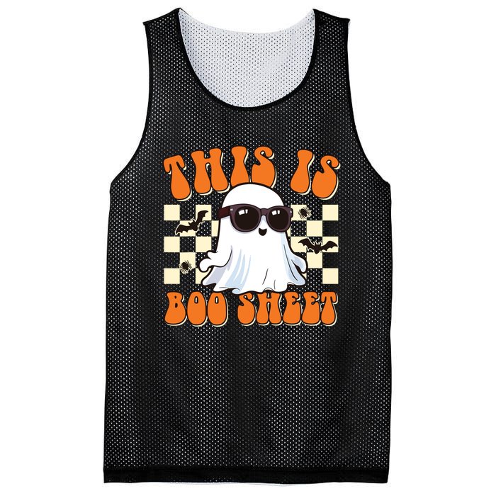 This Is Boo Sheet Ghost Groovy Halloween Mesh Reversible Basketball Jersey Tank