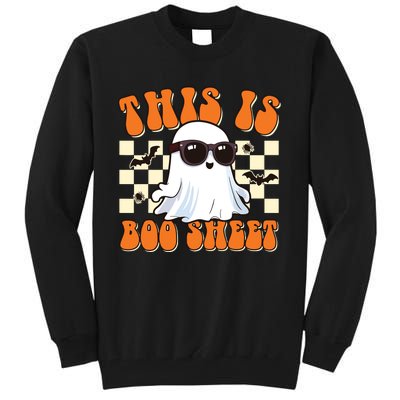 This Is Boo Sheet Ghost Groovy Halloween Tall Sweatshirt