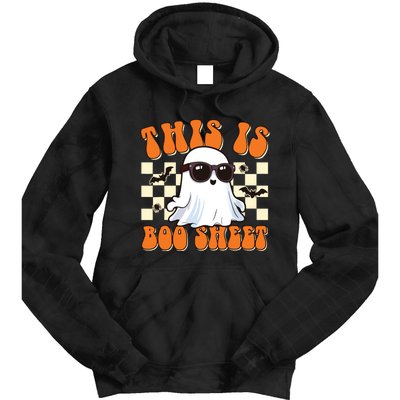 This Is Boo Sheet Ghost Groovy Halloween Tie Dye Hoodie