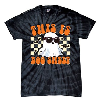 This Is Boo Sheet Ghost Groovy Halloween Tie-Dye T-Shirt