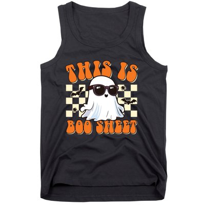 This Is Boo Sheet Ghost Groovy Halloween Tank Top