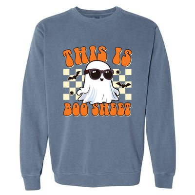 This Is Boo Sheet Ghost Groovy Halloween Garment-Dyed Sweatshirt