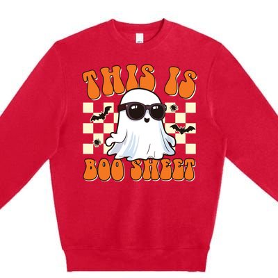 This Is Boo Sheet Ghost Groovy Halloween Premium Crewneck Sweatshirt