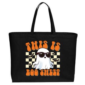 This Is Boo Sheet Ghost Groovy Halloween Cotton Canvas Jumbo Tote