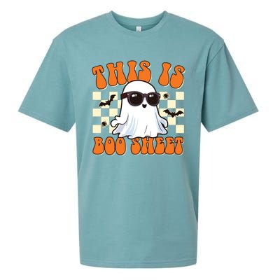 This Is Boo Sheet Ghost Groovy Halloween Sueded Cloud Jersey T-Shirt