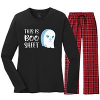 This Is Boo Sheet Funny Halloween Sayings Women's Long Sleeve Flannel Pajama Set 