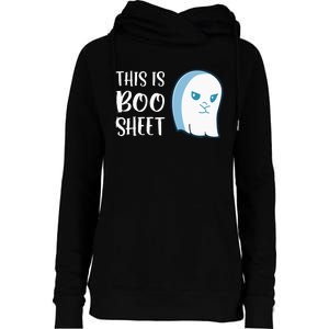 This Is Boo Sheet Funny Halloween Sayings Womens Funnel Neck Pullover Hood