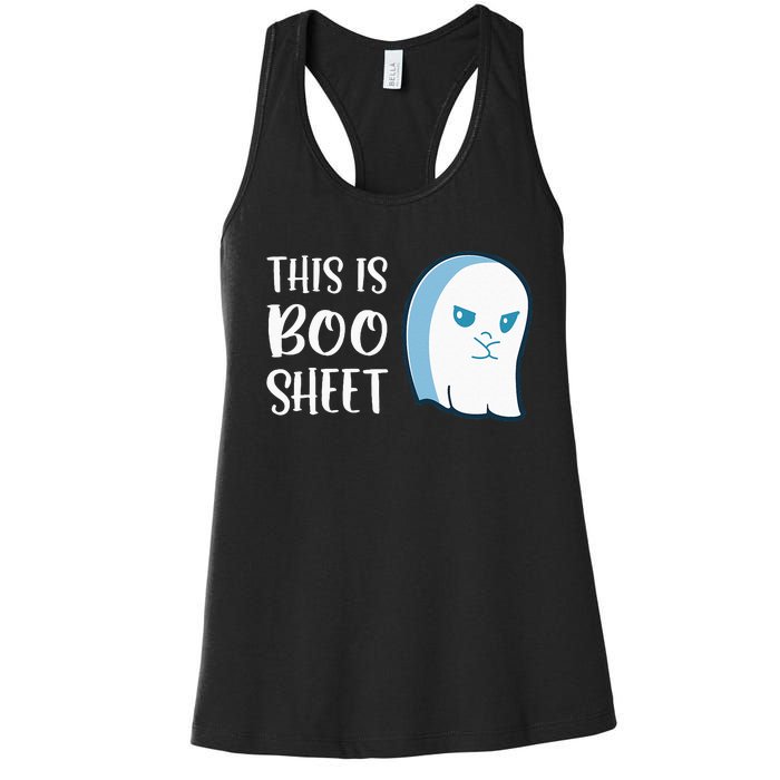 This Is Boo Sheet Funny Halloween Sayings Women's Racerback Tank