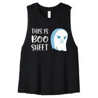 This Is Boo Sheet Funny Halloween Sayings Women's Racerback Cropped Tank