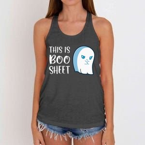 This Is Boo Sheet Funny Halloween Sayings Women's Knotted Racerback Tank