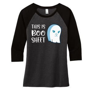 This Is Boo Sheet Funny Halloween Sayings Women's Tri-Blend 3/4-Sleeve Raglan Shirt