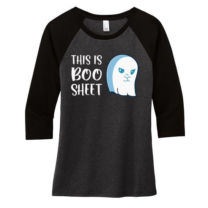 This Is Boo Sheet Funny Halloween Sayings Women's Tri-Blend 3/4-Sleeve Raglan Shirt