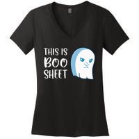 This Is Boo Sheet Funny Halloween Sayings Women's V-Neck T-Shirt