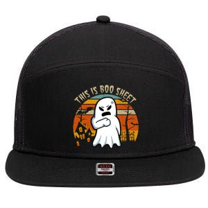 This Is Boo Sheet Ghost Spooky Sunset Funny 7 Panel Mesh Trucker Snapback Hat