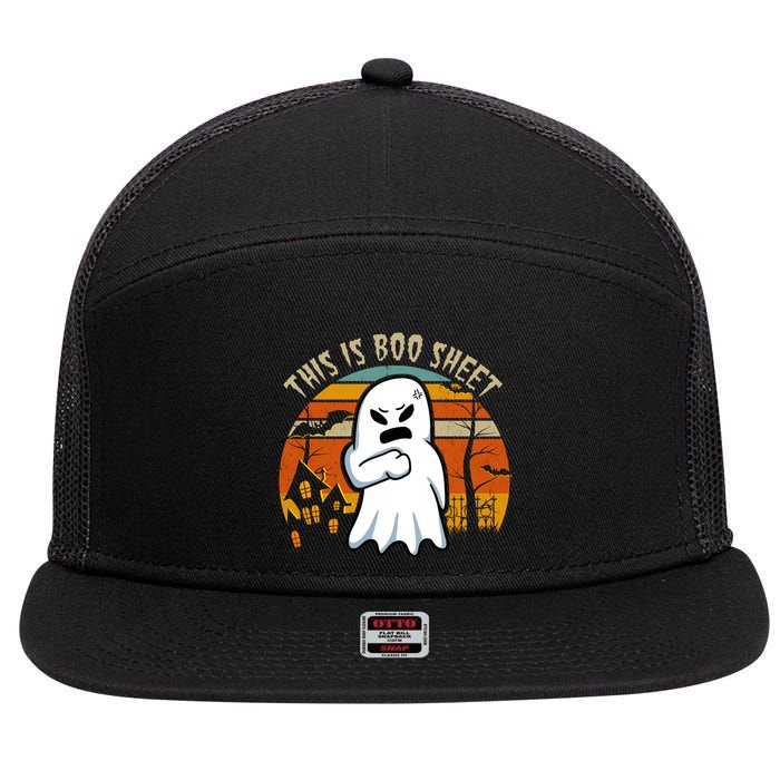 This Is Boo Sheet Ghost Spooky Sunset Funny 7 Panel Mesh Trucker Snapback Hat
