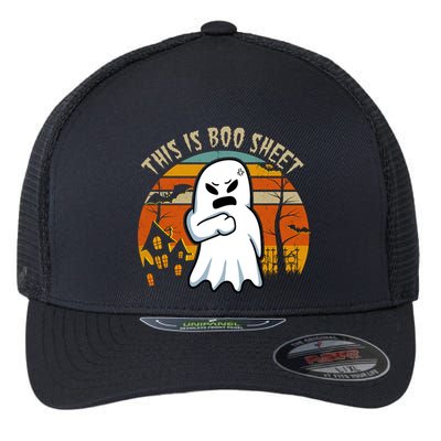 This Is Boo Sheet Ghost Spooky Sunset Funny Flexfit Unipanel Trucker Cap