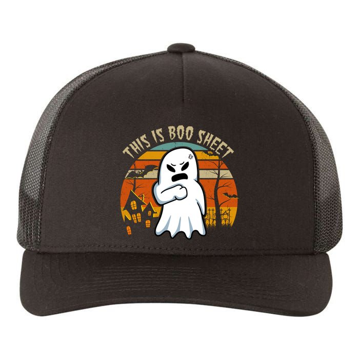 This Is Boo Sheet Ghost Spooky Sunset Funny Yupoong Adult 5-Panel Trucker Hat