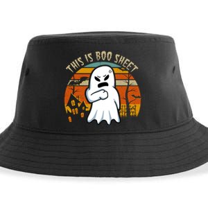 This Is Boo Sheet Ghost Spooky Sunset Funny Sustainable Bucket Hat