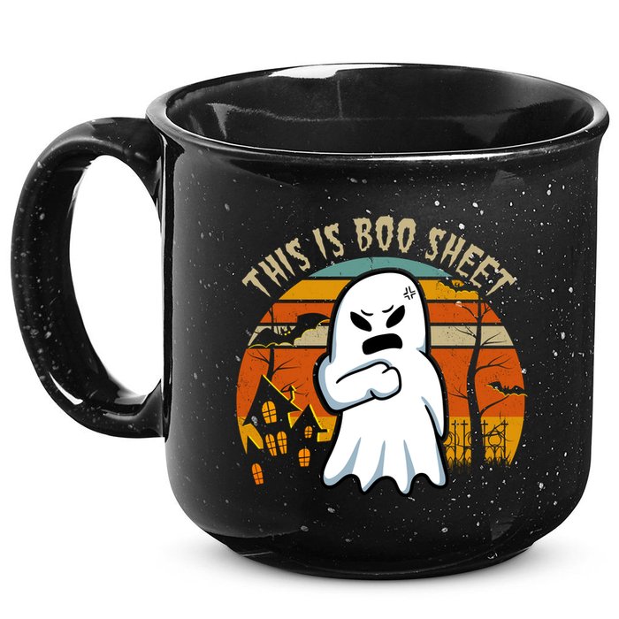 This Is Boo Sheet Ghost Spooky Sunset Funny 15oz Campfire Ceramic Mug