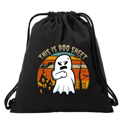 This Is Boo Sheet Ghost Spooky Sunset Funny Drawstring Bag