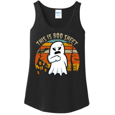 This Is Boo Sheet Ghost Spooky Sunset Funny Ladies Essential Tank