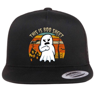 This Is Boo Sheet Ghost Spooky Sunset Funny Flatbill Hat