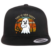 This Is Boo Sheet Ghost Spooky Sunset Funny Flat Bill Trucker Hat