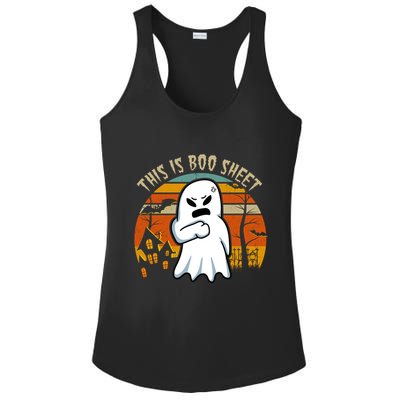 This Is Boo Sheet Ghost Spooky Sunset Funny Ladies PosiCharge Competitor Racerback Tank