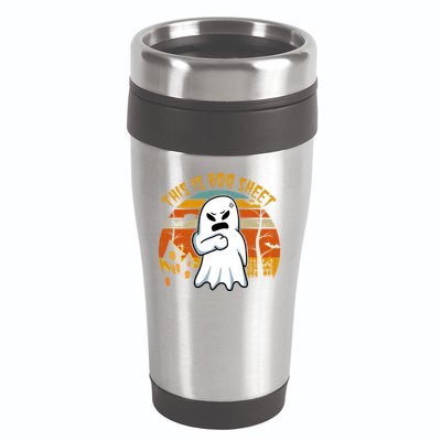 This Is Boo Sheet Ghost Spooky Sunset Funny 16oz Travel Tumbler