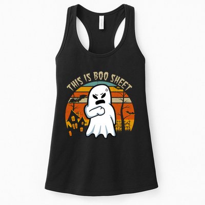 This Is Boo Sheet Ghost Spooky Sunset Funny Womens Tank Top