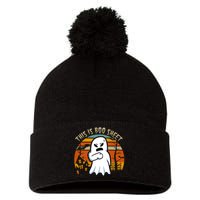 This Is Boo Sheet Ghost Spooky Sunset Funny Pom Pom 12in Knit Beanie