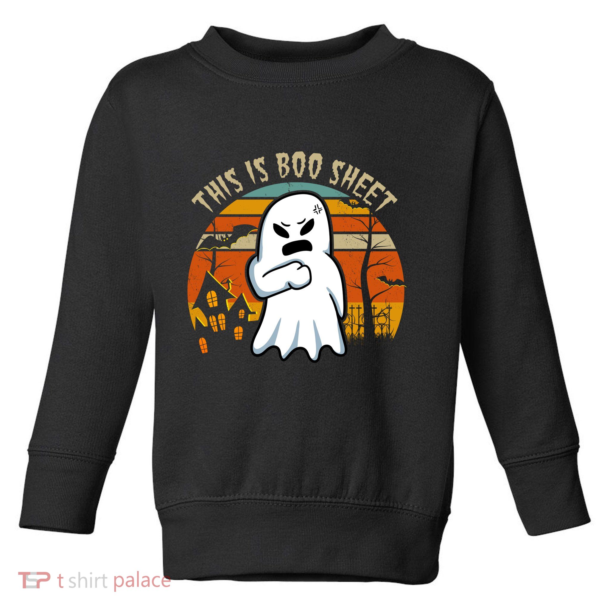 This Is Boo Sheet Ghost Spooky Sunset Funny Toddler Sweatshirt