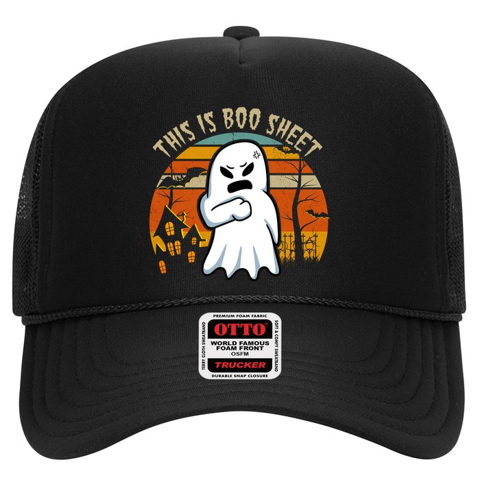 This Is Boo Sheet Ghost Spooky Sunset Funny Trucker Hat