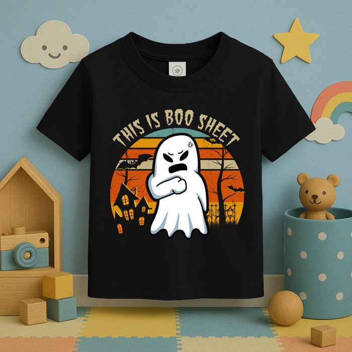 This Is Boo Sheet Ghost Spooky Sunset Funny Toddler T-Shirt