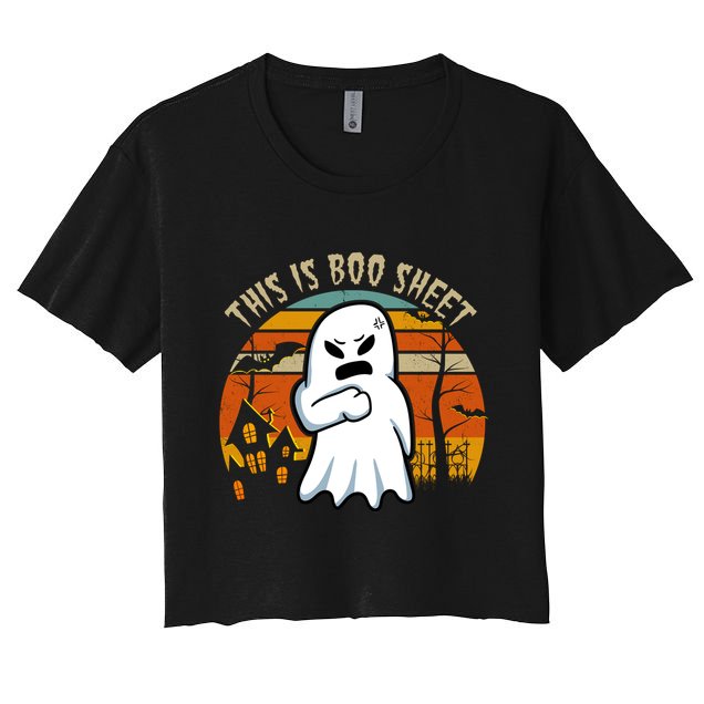 This Is Boo Sheet Ghost Spooky Sunset Funny Crop Top
