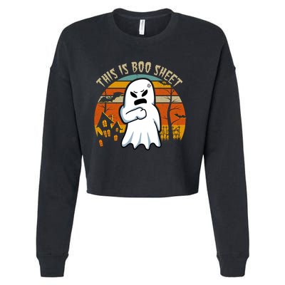 This Is Boo Sheet Ghost Spooky Sunset Funny Cropped Pullover Crew